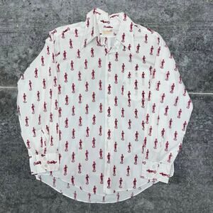 Vintage 70's Le Mans Silhouette Pop Art Button Up Shirt Size Large